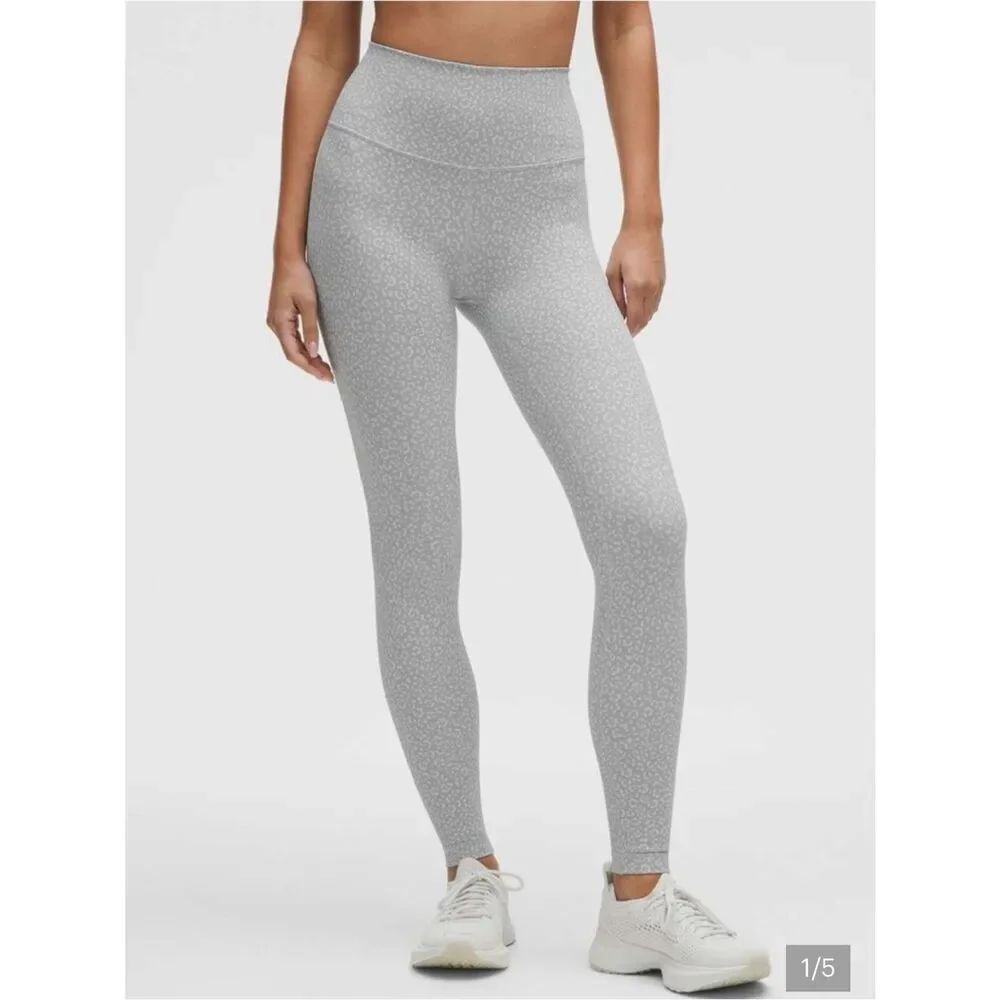 Lululemon Wunder Train Hi Rise Tight Leopard Daisy Starlight Gray Womens 10